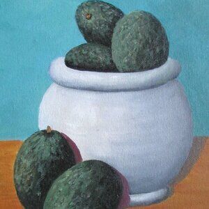 Bowl of Avocados Matted Art Print NWT
